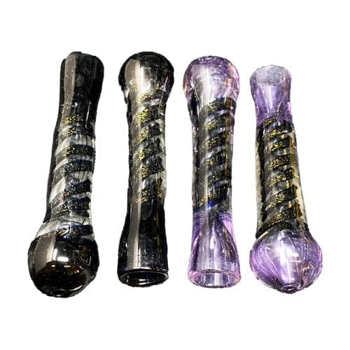 Black/Purple Handmade Glass Chillum w/ Dichro Accents - Alternatives -
