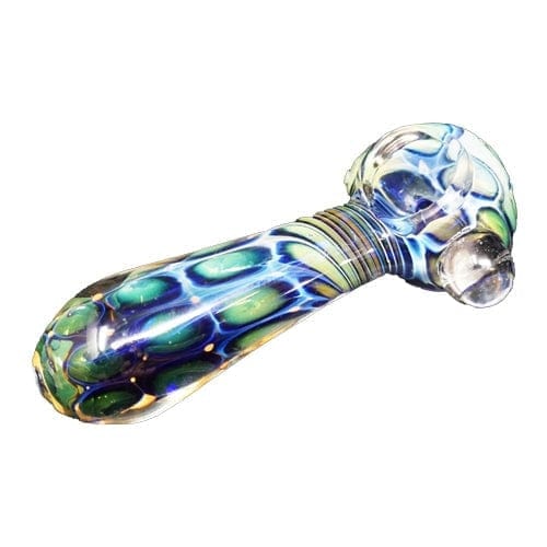 Blue Turquoise Handmade Glass Hand Pipe w/ Fumed Accents -