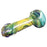 Blue & Yellow Handmade Glass Hand Pipe w/ Wavy Fumed Accents -