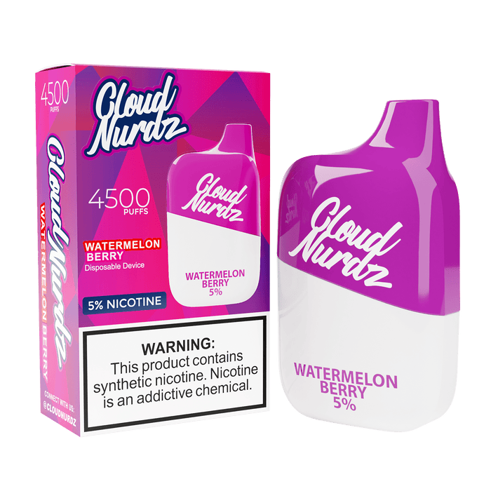 Cloud Nurdz 4500 Disposable Vape (0% Puffs) Zero Nicotine - Watermelon