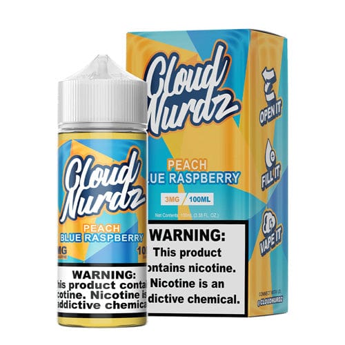 Cloud Nurdz Peach Blue Raspberry 100ml Synthetic Nic Vape Juice