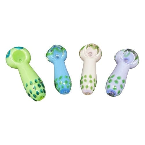 Colored Handmade Glass Hand Pipe w/ Green Spots - Alternatives - Vape