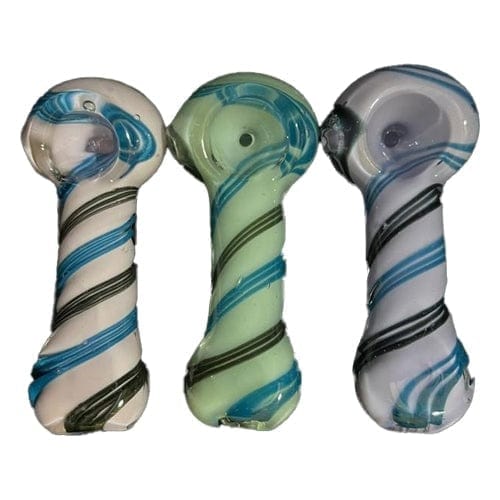 Colored Handmade Glass Hand Pipe w/ Swirl Pattern - Alternatives -
