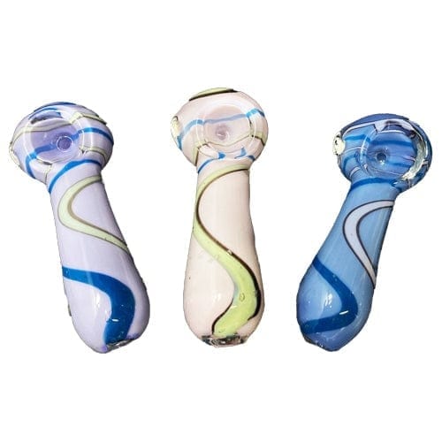 Colored Handmade Glass Hand Pipe w/ Swirl Pattern - Alternatives -