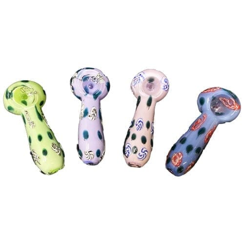 Colored Handmade Glass Spoon Pipe w/ Spiral Millies - Alternatives -