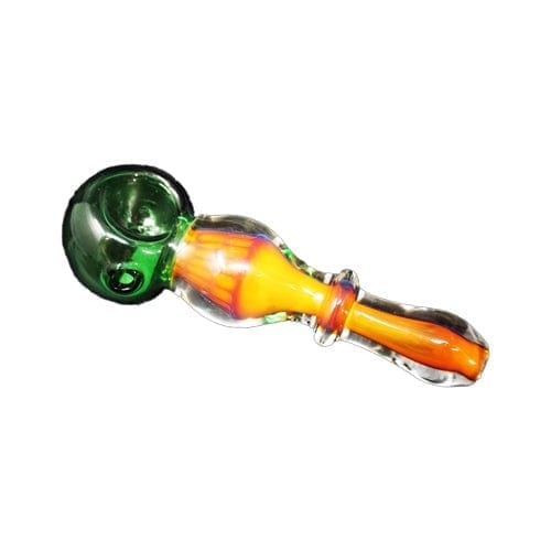 Fumed Handmade Glass Hand Pipe w/ Rasta Color Accents - Alternatives -