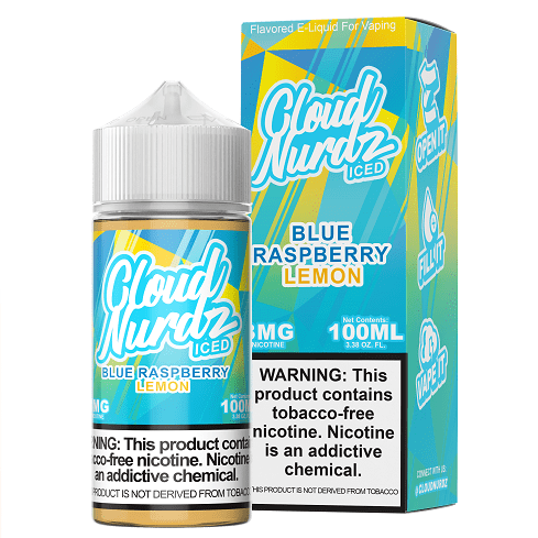 Iced Blue Raspberry Lemon 100ml Synthetic Nic Vape Juice - Cloud Nurdz E Liquid