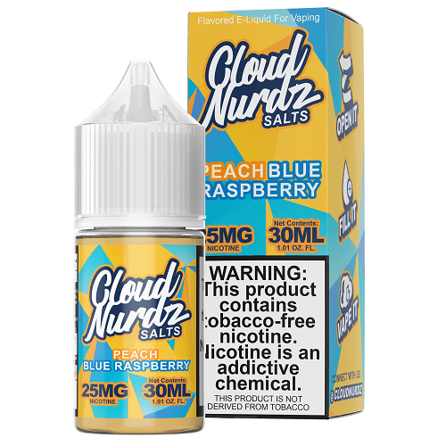 Peach Blue Raspberry 30ml Synthetic Nic Salt Vape Juice - Cloud Nurdz Salt Nic Pod Vape Juice