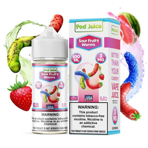 Pod Juice Sour Fruity Worms TF Vape Juice 100ml