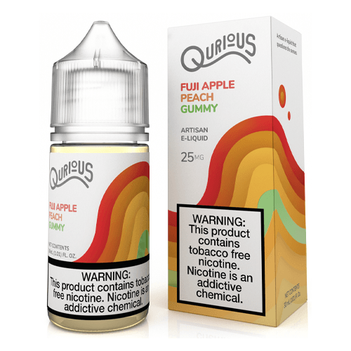 Qurious Salts Fuji Apple Peach Gummy 30ml Synthetic Nic Salt Vape Juice Salt Nic Pod Vape Juice
